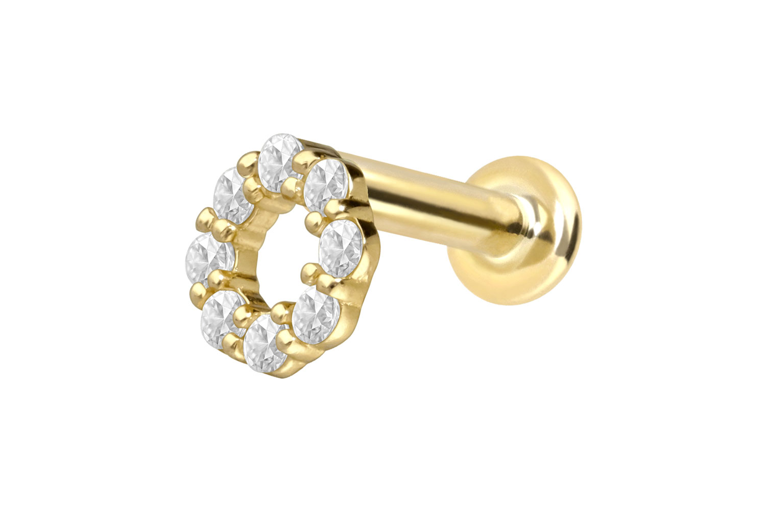18 Karat Gold Labret mit Innengewinde DIAMANT-KREIS