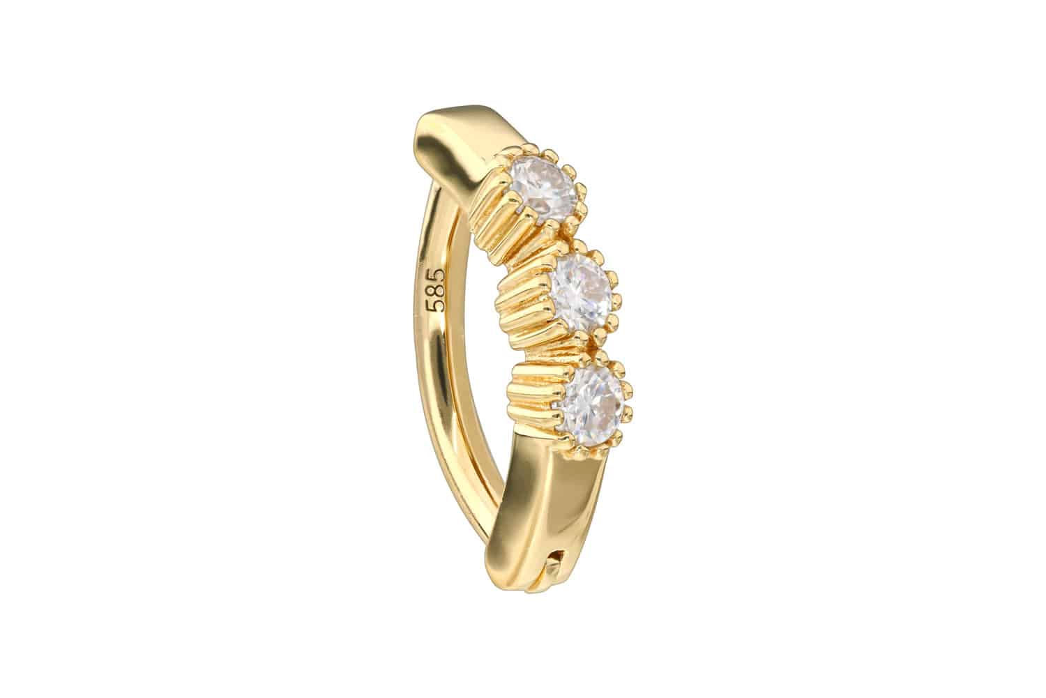 14/18 carat gold belly button clicker ARCH + 3 SET MOISSANITES