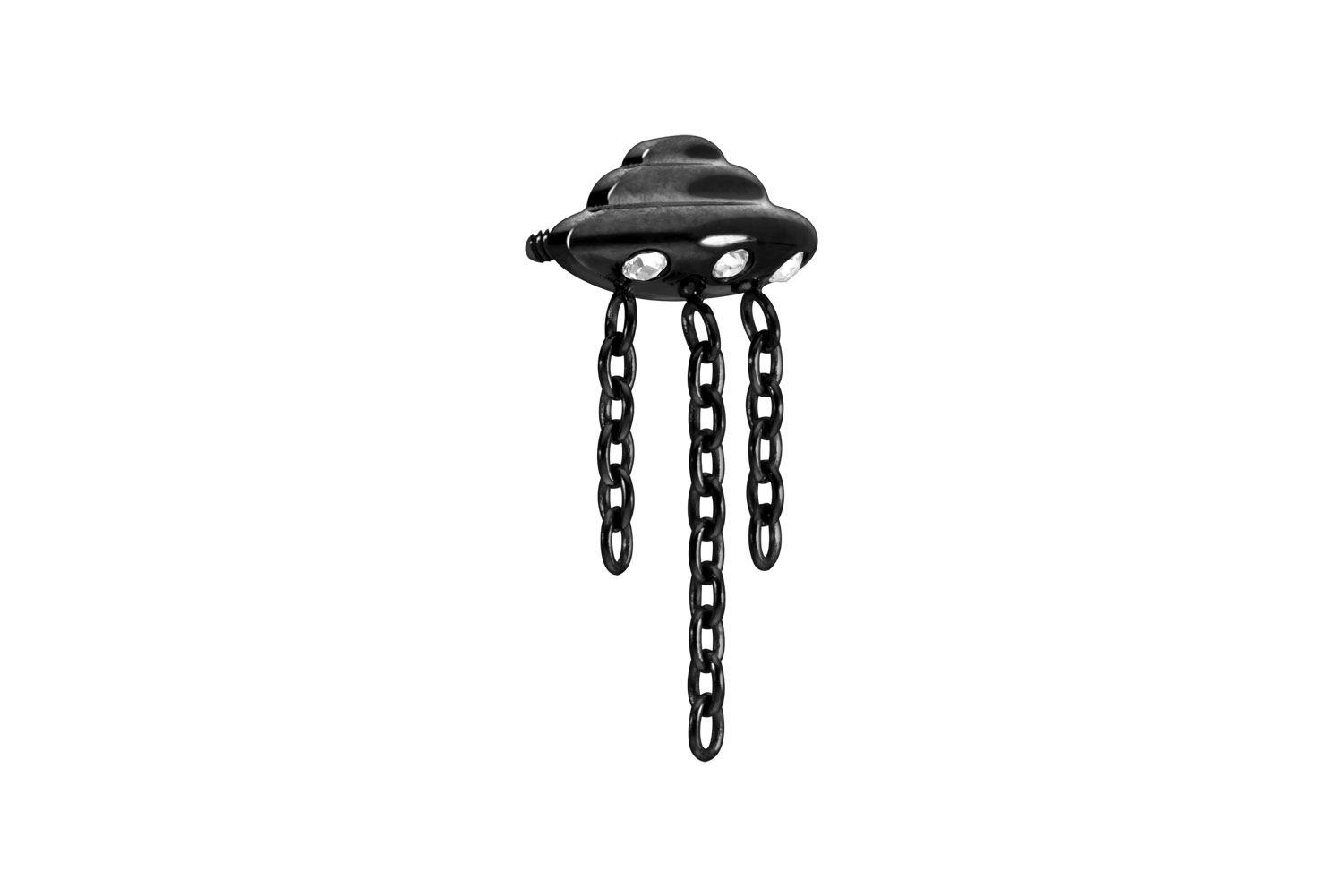 Titanium screw-in attachment with external thread UFO + CHAINS + CRYSTALS
