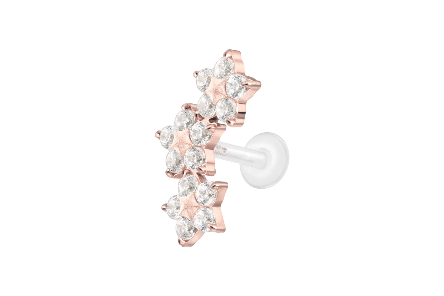PTFE labret with internal thread + titanium attachment 3 CRYSTAL FLOWERS