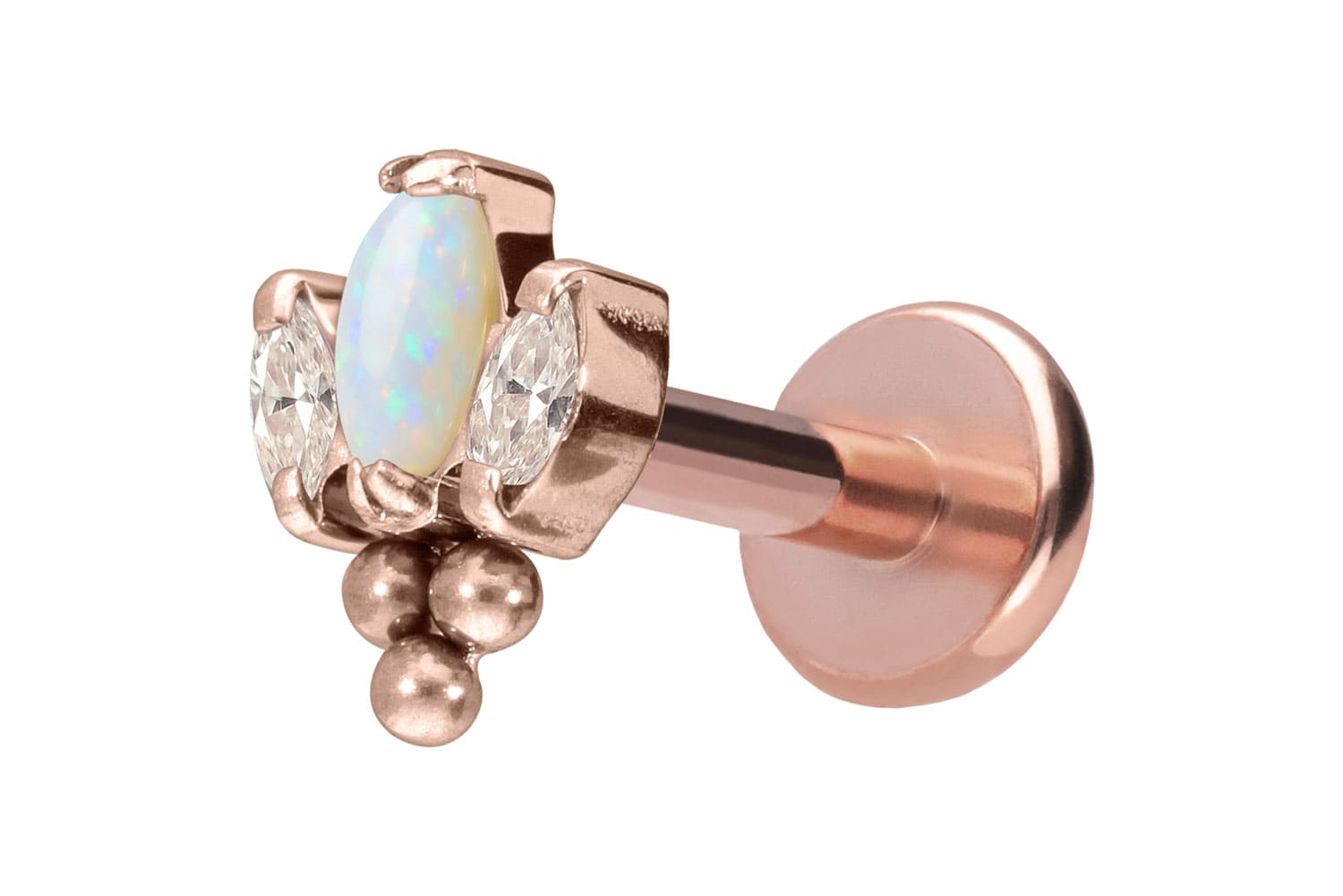 Titanium labret with push fit LOTUS BLOSSOM + 3 BALLS