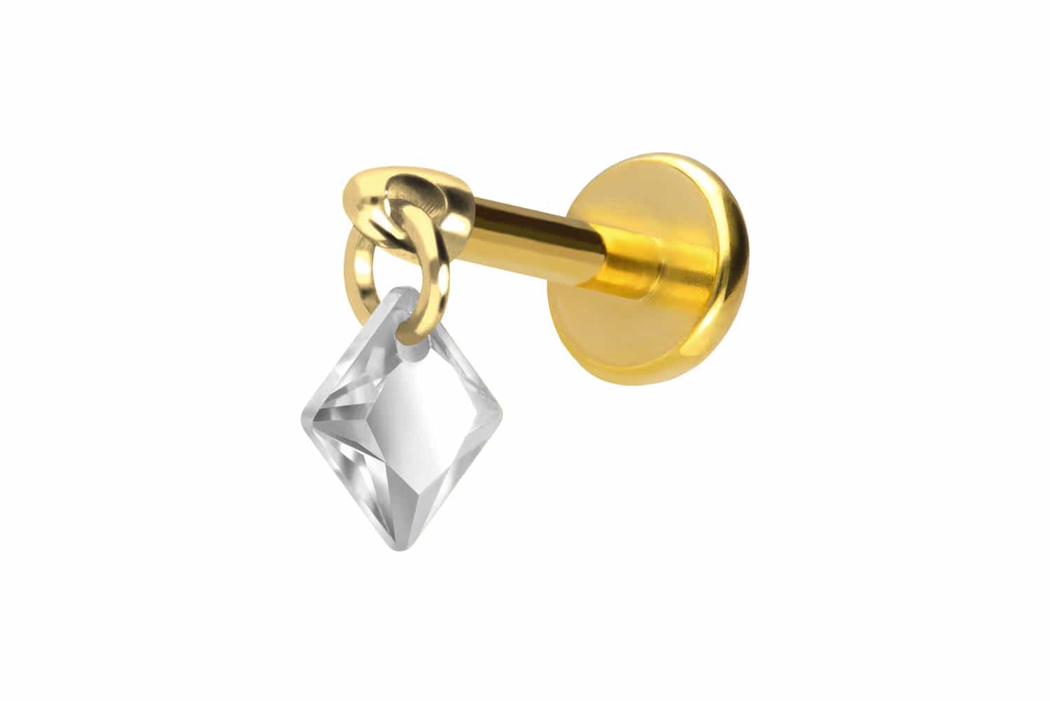 Titanium labret with push fit CRYSTAL SQUARE