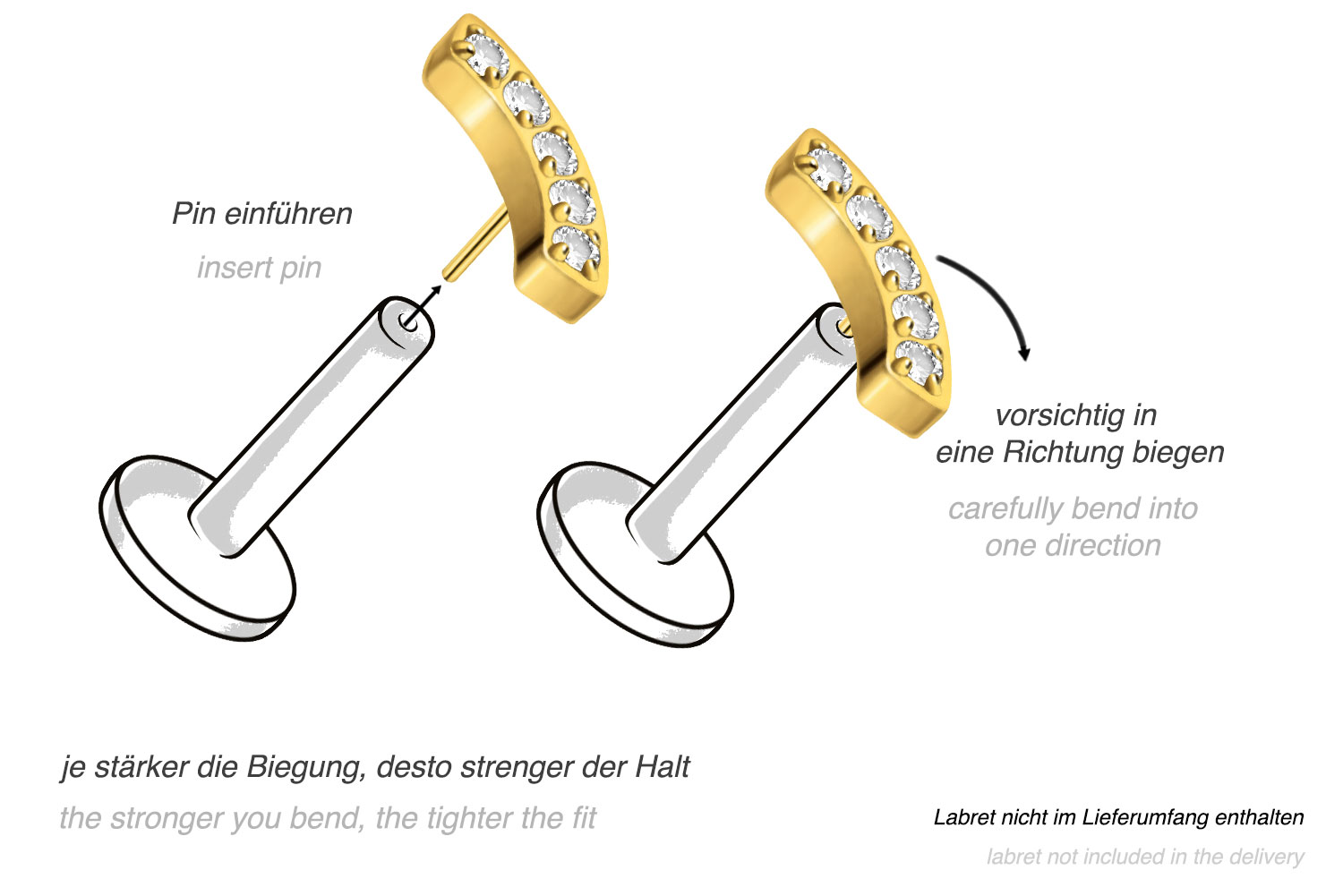 Titanium attachment with push pin ARCH + 5 CRYSTALS