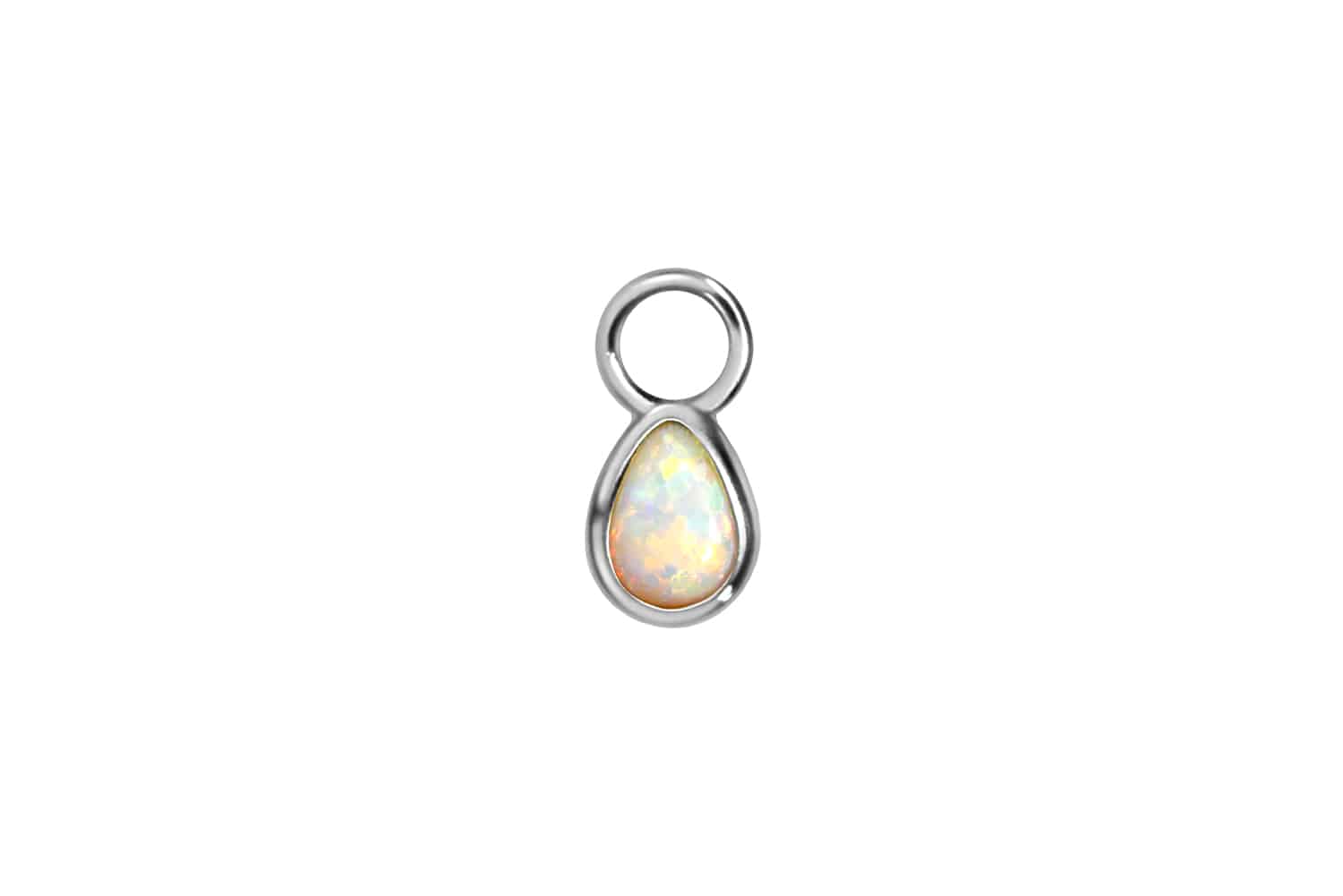Surgical steel pendant for clickers SYNTHETIC OPAL DROP