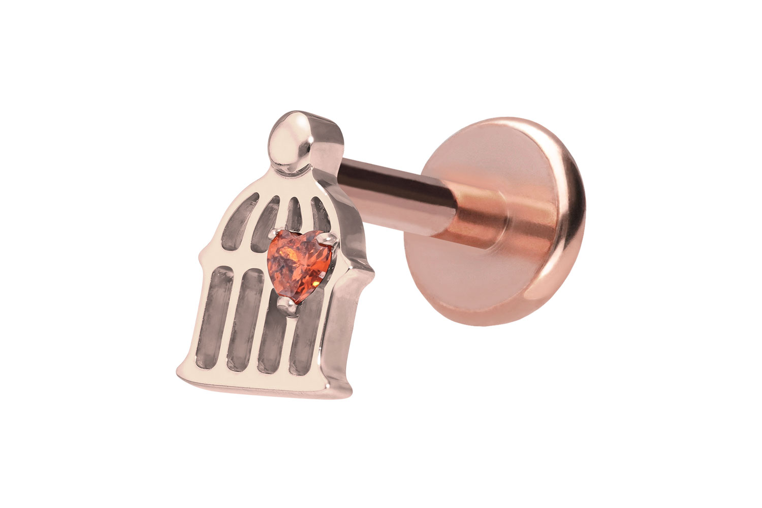 Titanium labret with push fit CAGE