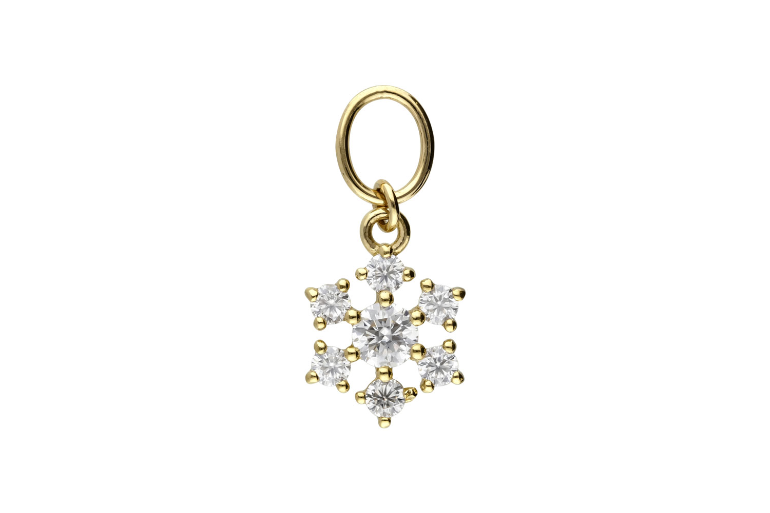 18 carat gold pendant for clickers MOISSANITE SNOWFLAKE