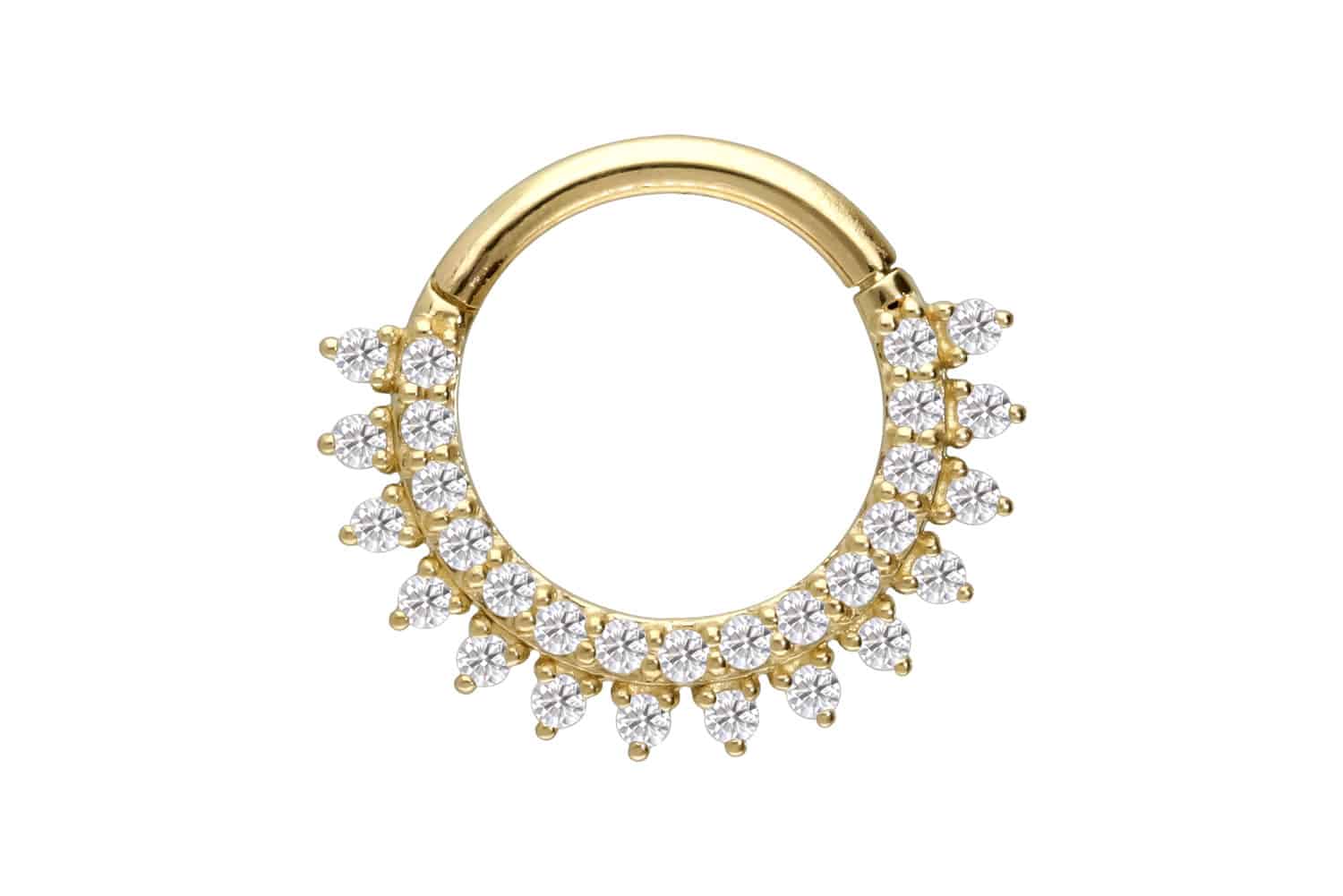 14/18 Karat Gold Segmentring Clicker EINGEFASSTE MOISSANITE