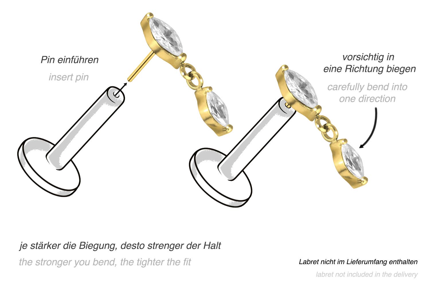 Titan Aufsatz mit Push Pin 2 KRISTALLTROPFEN