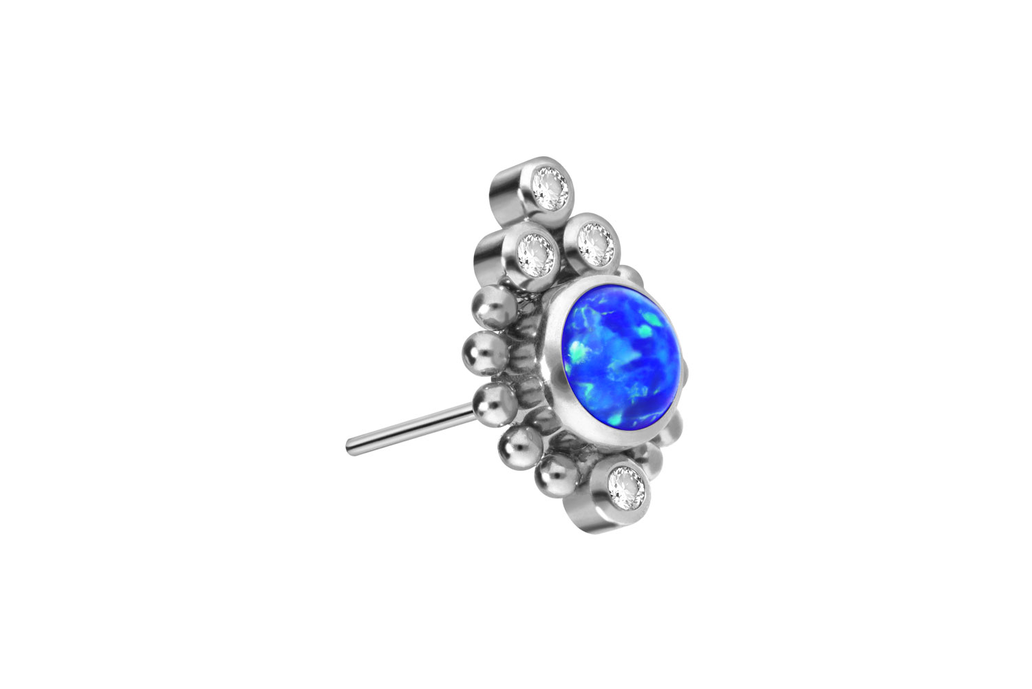 Titan Aufsatz mit Push Pin SYNTHETISCHER OPAL + 4 KRISTALLE + KUGELN ++SALE++