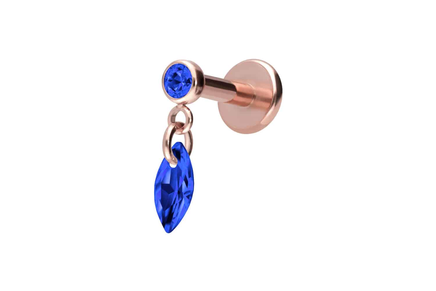 Titanium labret with internal thread CRYSTAL OVAL