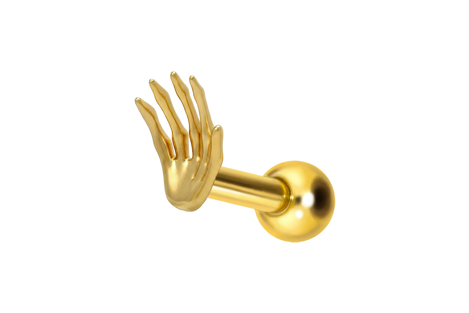 Titan Ohrpiercing mit Innengewinde SKELETTHAND