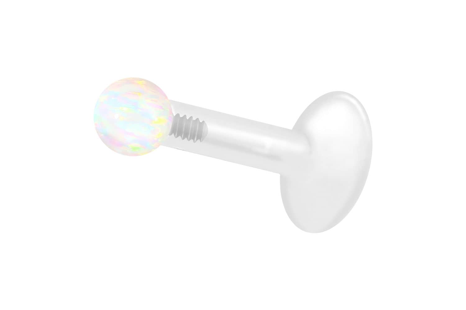 PTFE Labret mit Innengewinde + Titan-Aufsatz SYNTHETISCHER OPAL