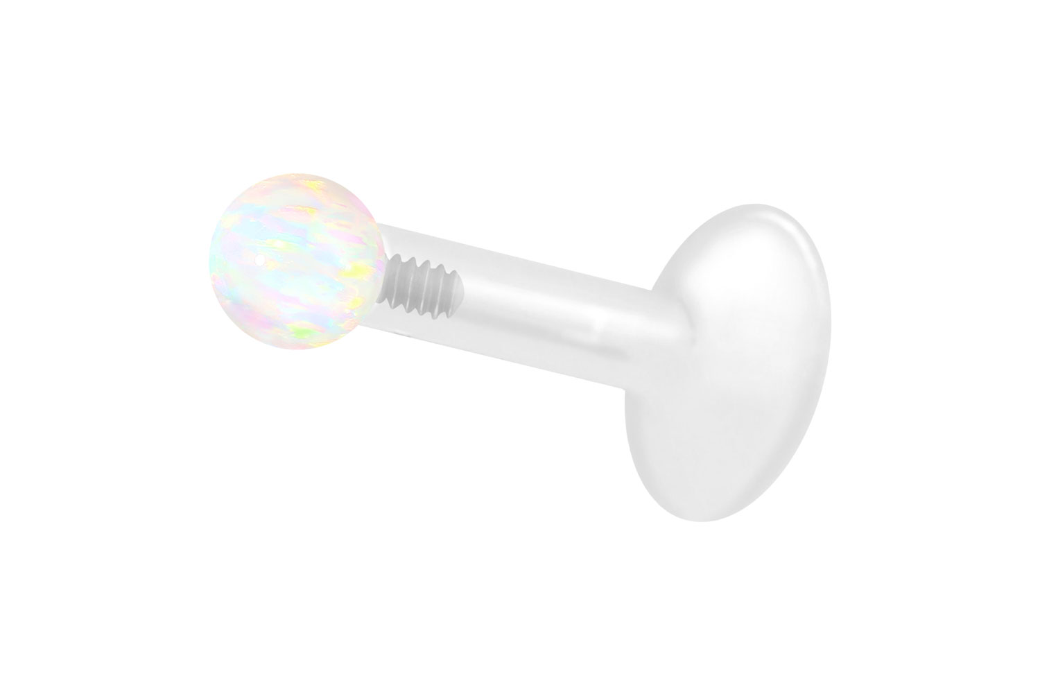 PTFE labret with internal thread + titanium attachment SYNTHETIC OPAL PTFE labret with internal thread + titanium attachment SYNTHETIC OPAL