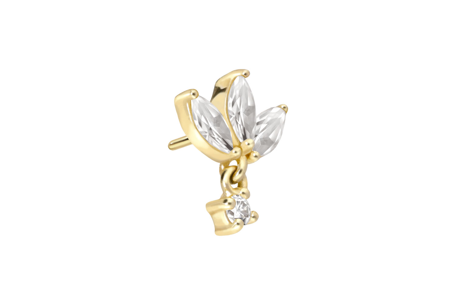 14 carat gold screw-in attachment with external thread MOISSANITE LOTUS BLOSSOM