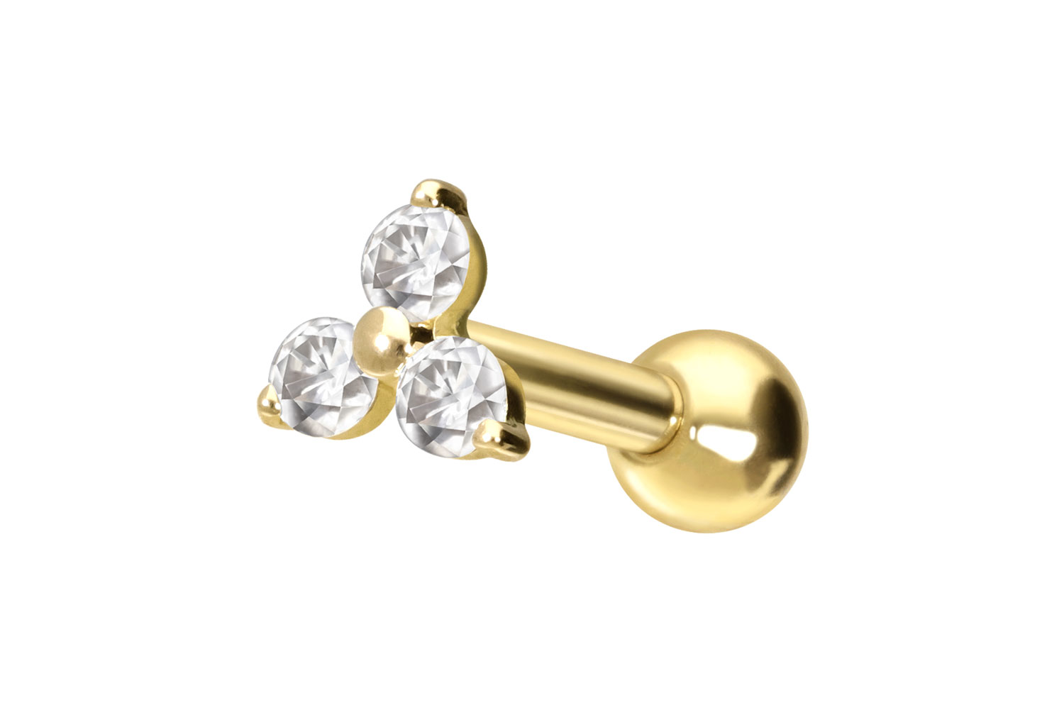 14/18 Karat Gold Ohrpiercing MOISSANIT-BLUME