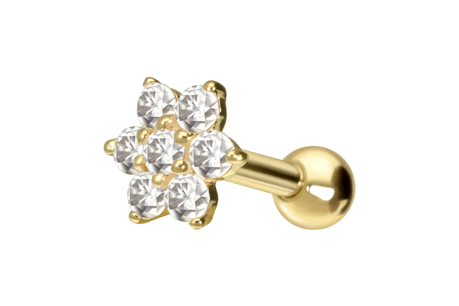 14/18 Karat Gold Ohrpiercing MOISSANIT-BLUME