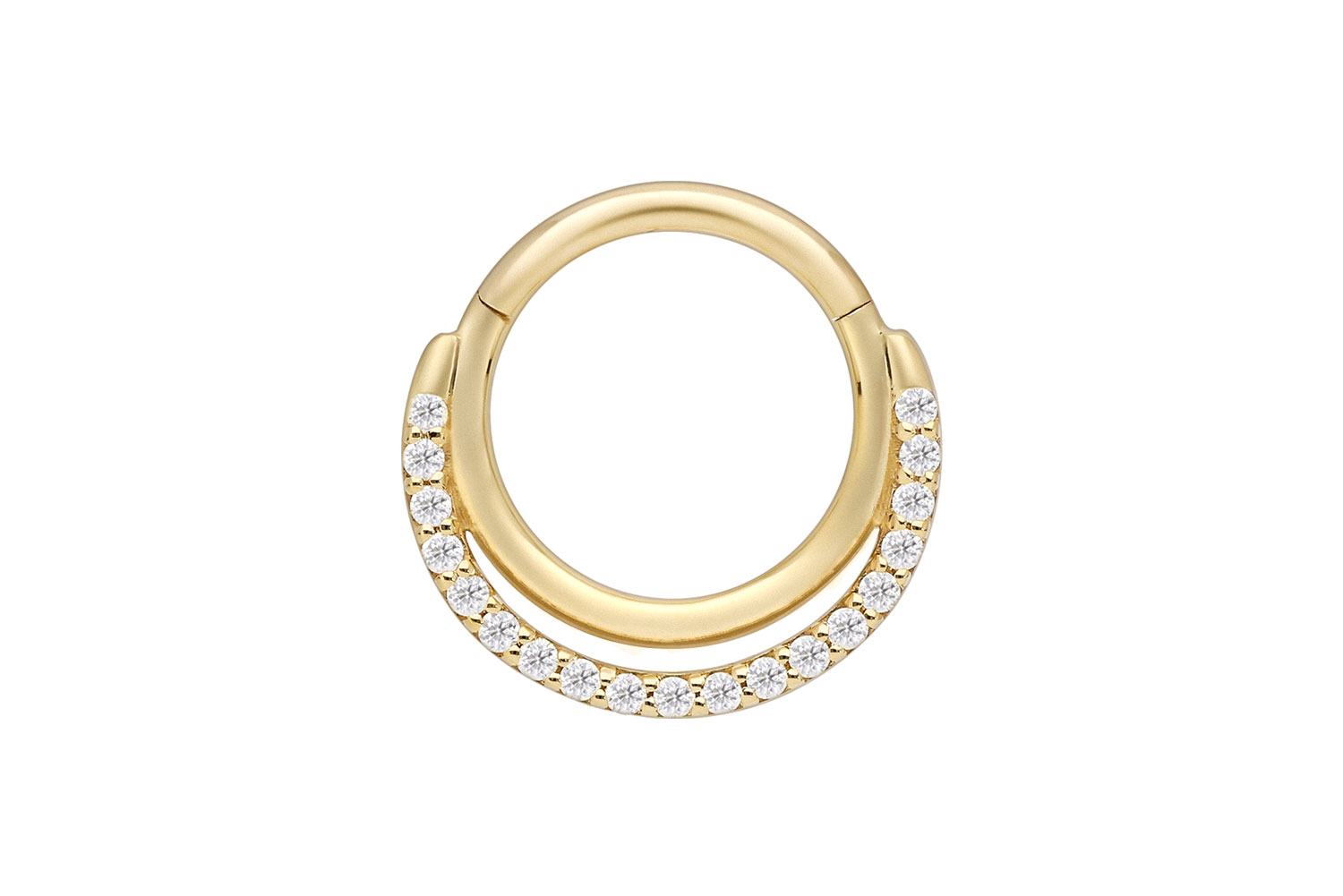 18 Karat Gold Segmentring Clicker EINGEFASSTE MOISSANITE + 2 RINGE