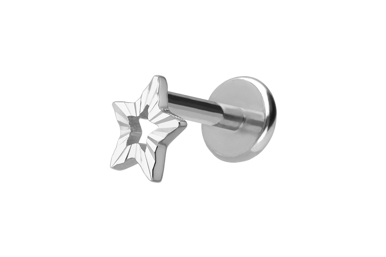 Titanium labret with internal thread + 925 silver attachment STAR