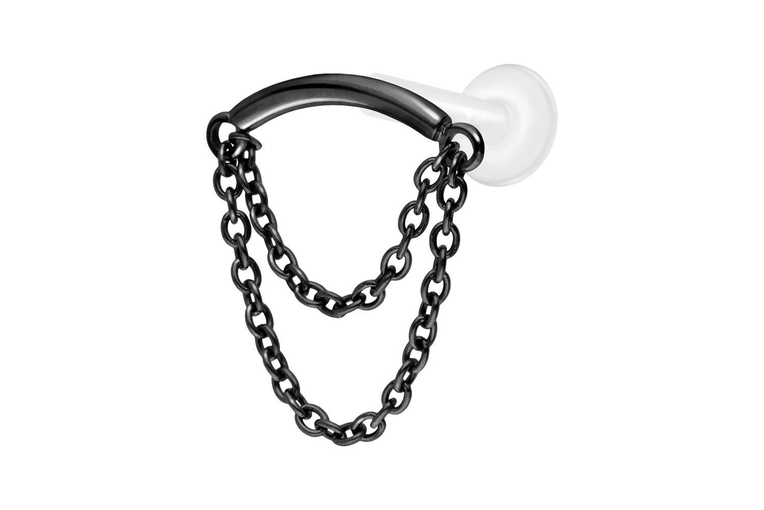 PTFE Labret mit Innengewinde + Titan-Aufsatz BOGEN + 2 KETTEN