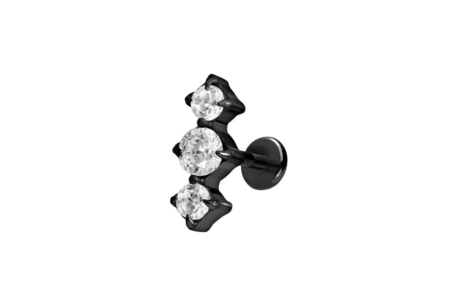 PIERCINGLINE Piercing Stecker Titan Labret mit Push Fit 3 EINGEFASSTE KRISTALLE - Bild 29 von 52