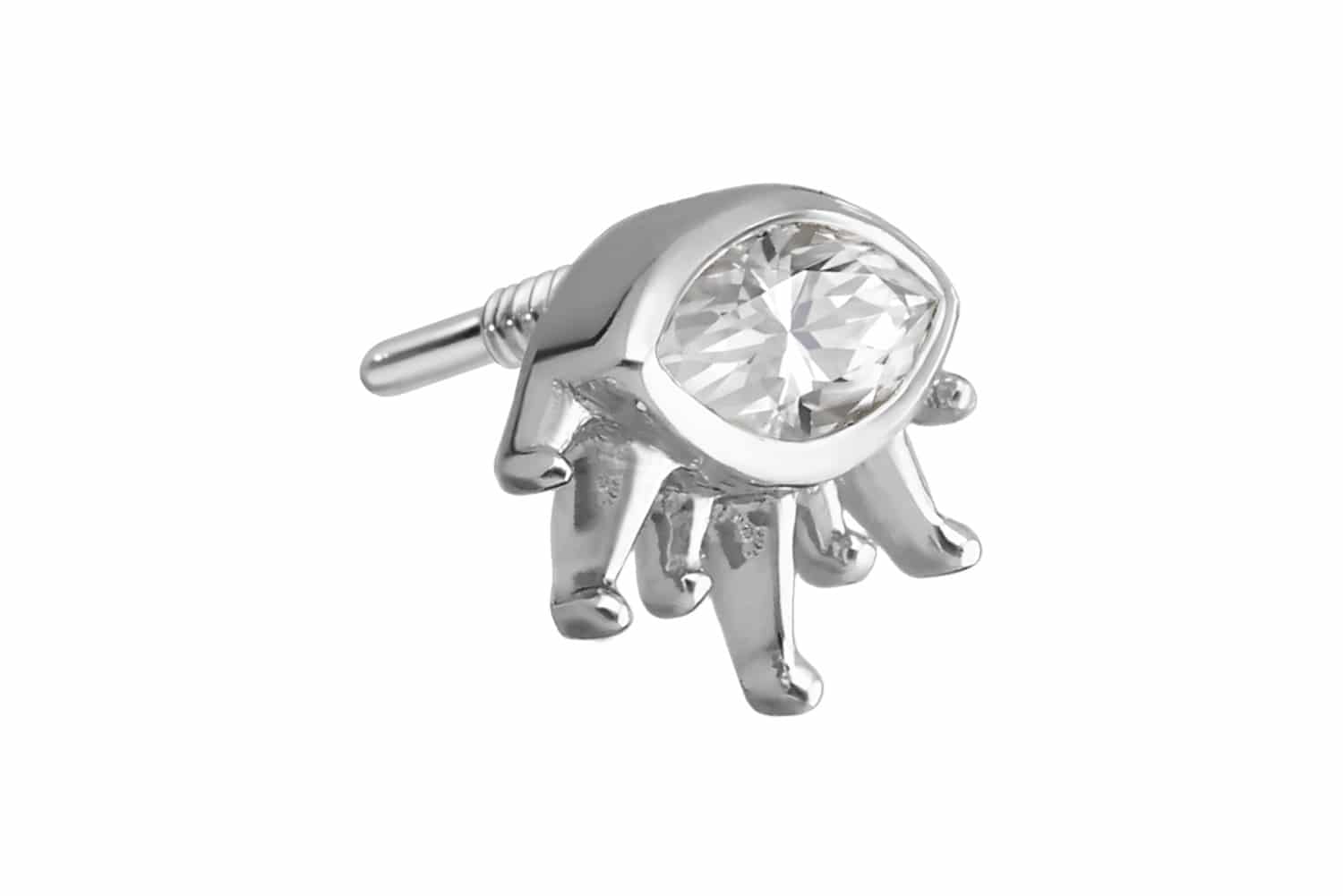 925 silver screw-in attachment with external thread MOISSANITE OVAL + SUNRAYS
