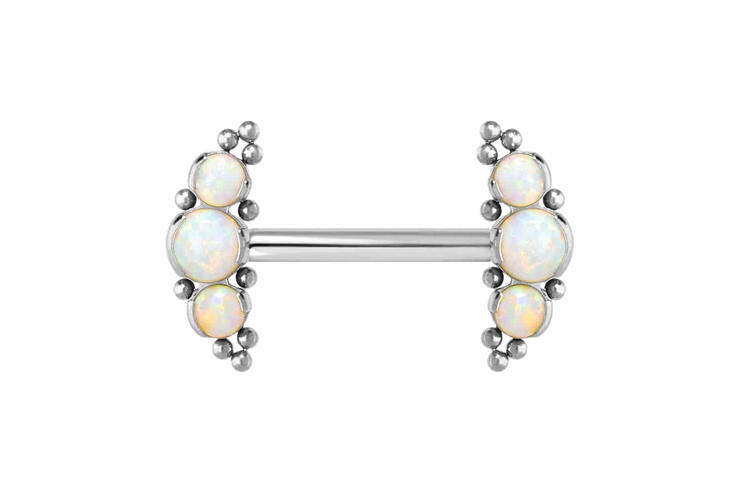 Titanium barbell with push fit 3 SYNTHETIC OPALS + BALLS