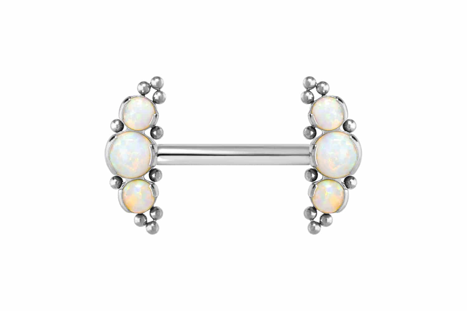 Titanium barbell with push fit 3 SYNTHETIC OPALS + BALLS