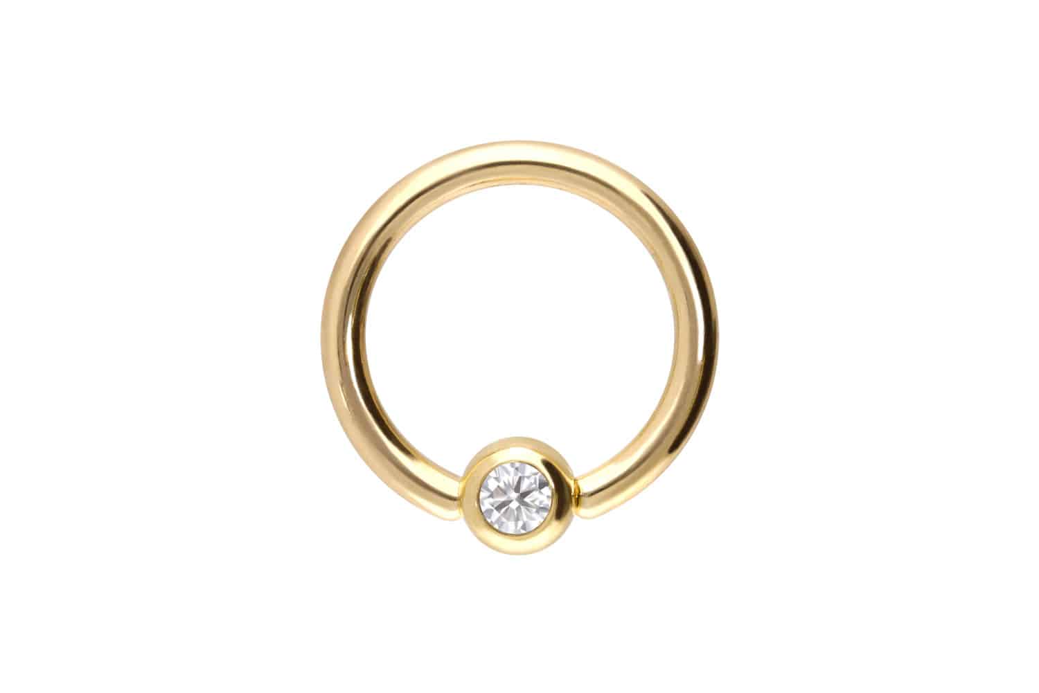 14/18 carat gold ball closure ring MOISSANITE