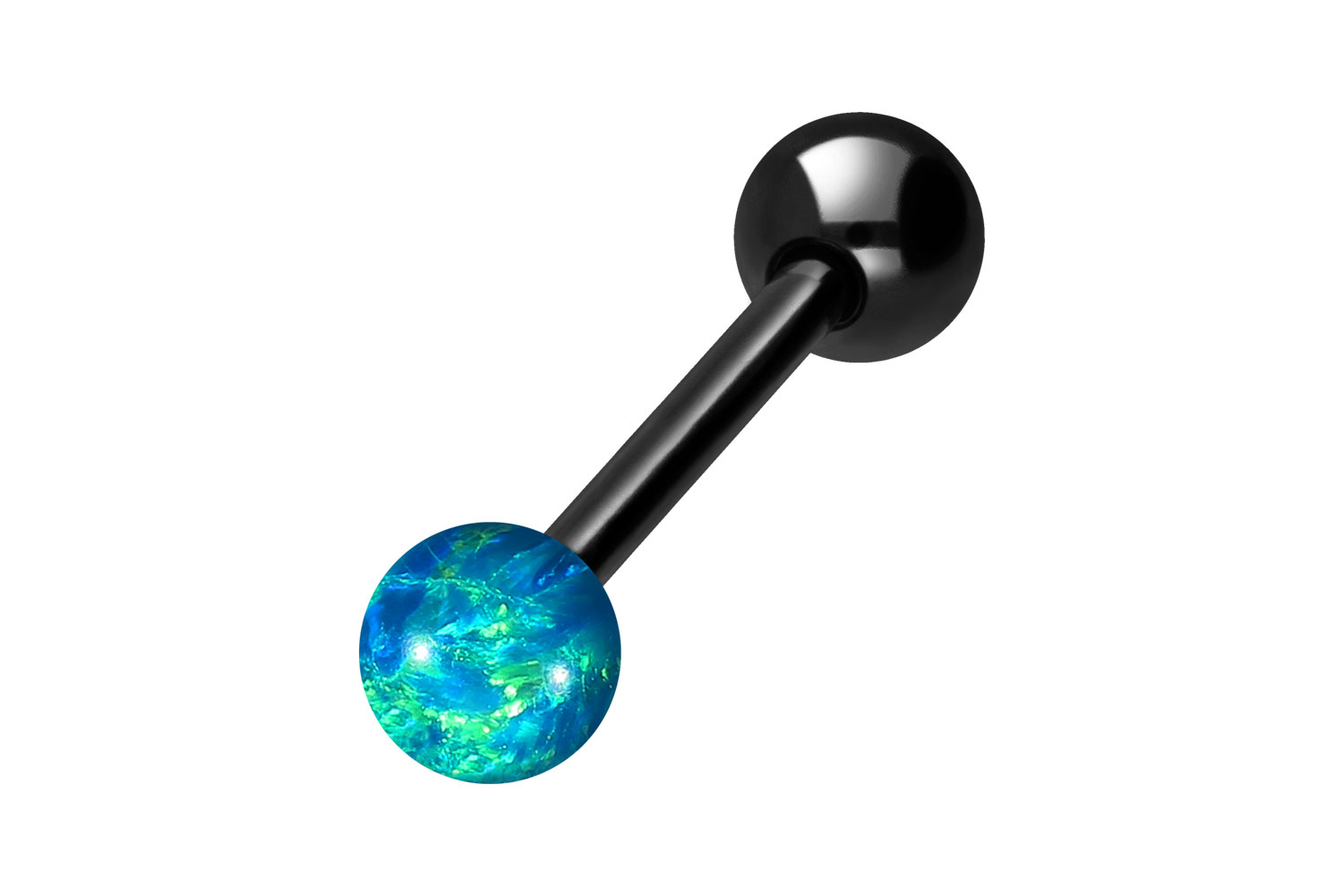 Surgical steel barbell SYNTHETIC OPAL + SURGICAL STEEL BALL