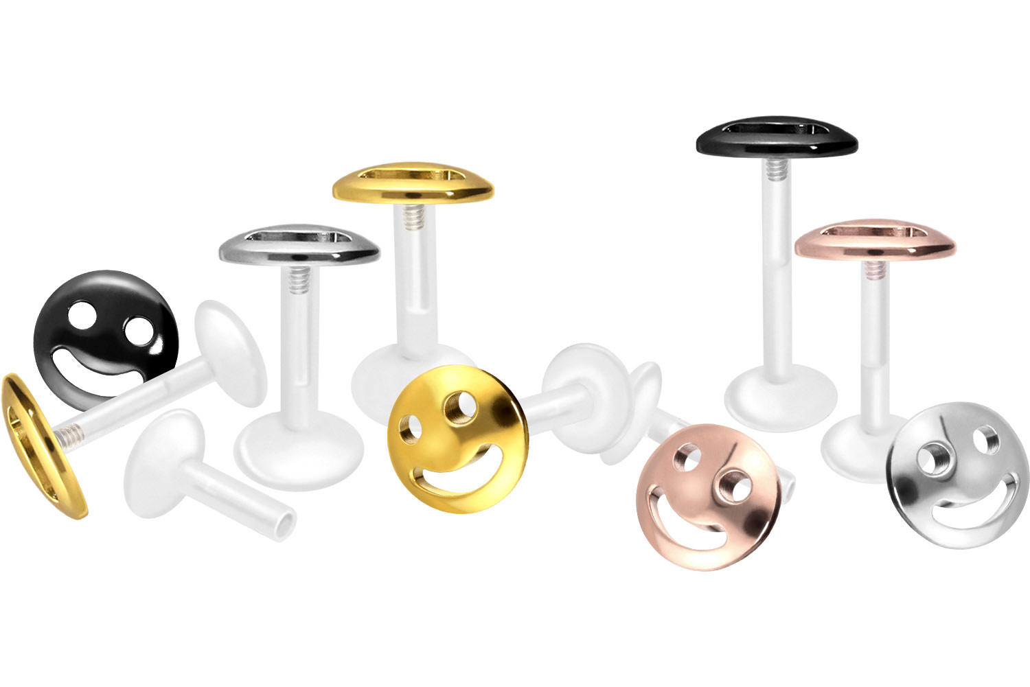 PTFE labret with internal thread + titanium attachment LAUGHING FACE