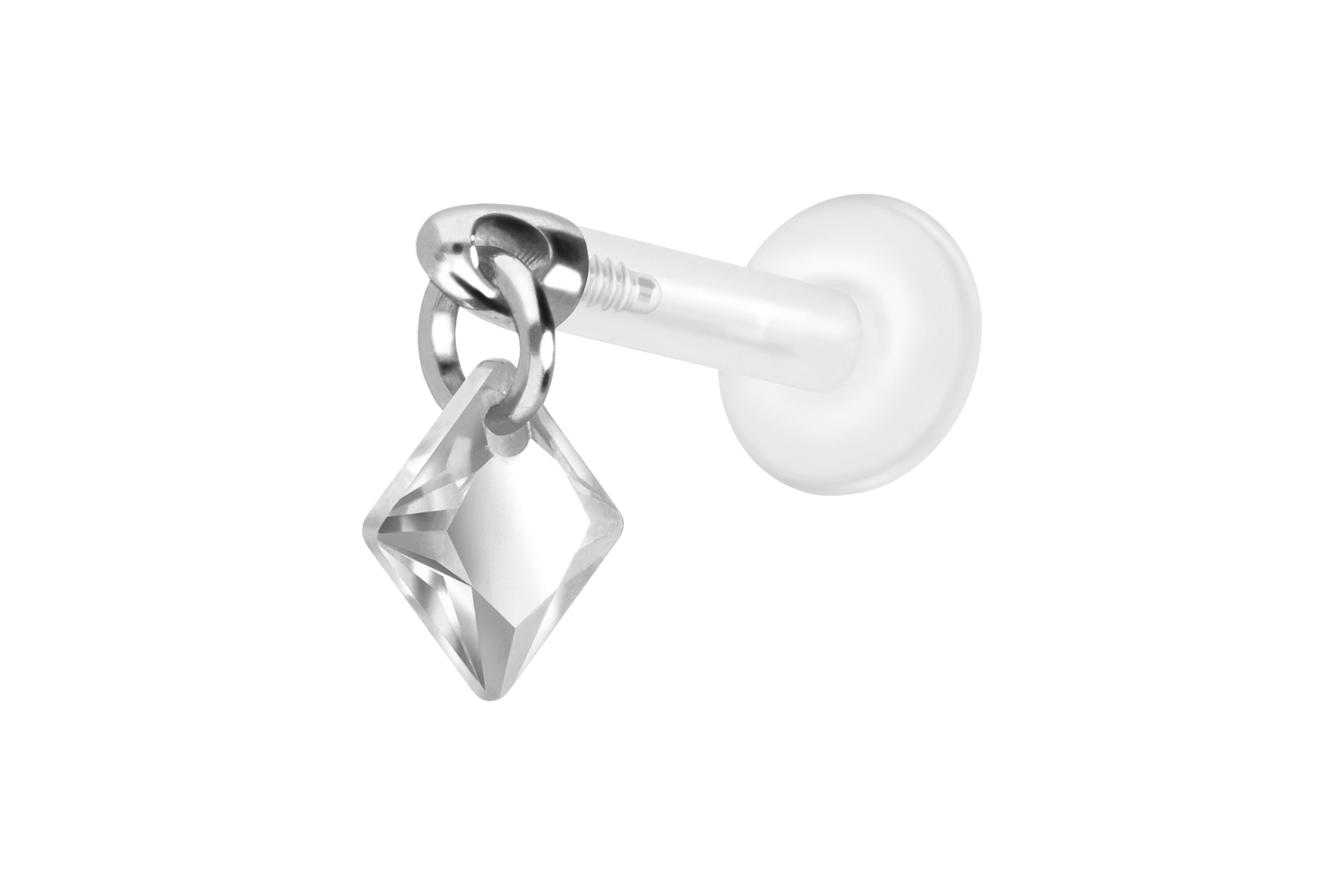 PTFE labret with internal thread + titanium attachment CRYSTAL SQUARE
