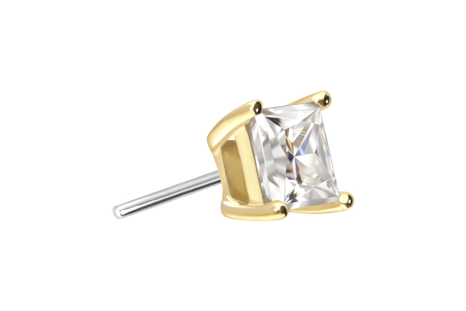 14 carat gold attachment with titanium push pin MOISSANITE SQUARE