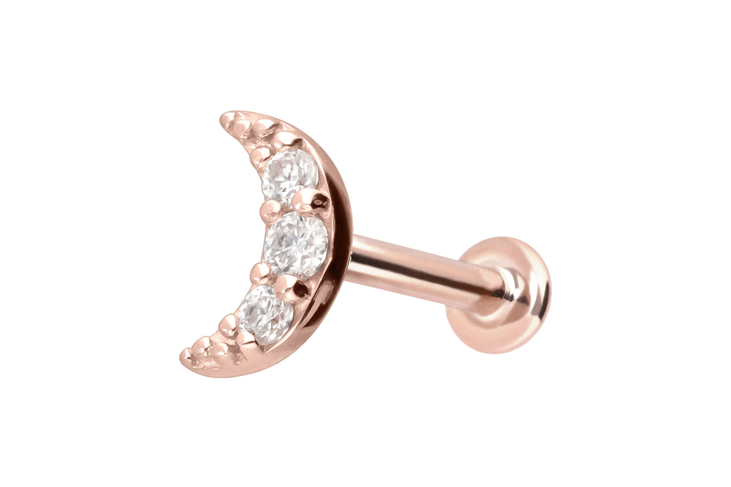 14 Karat Gold Labret mit Innengewinde MOISSANIT-MOND