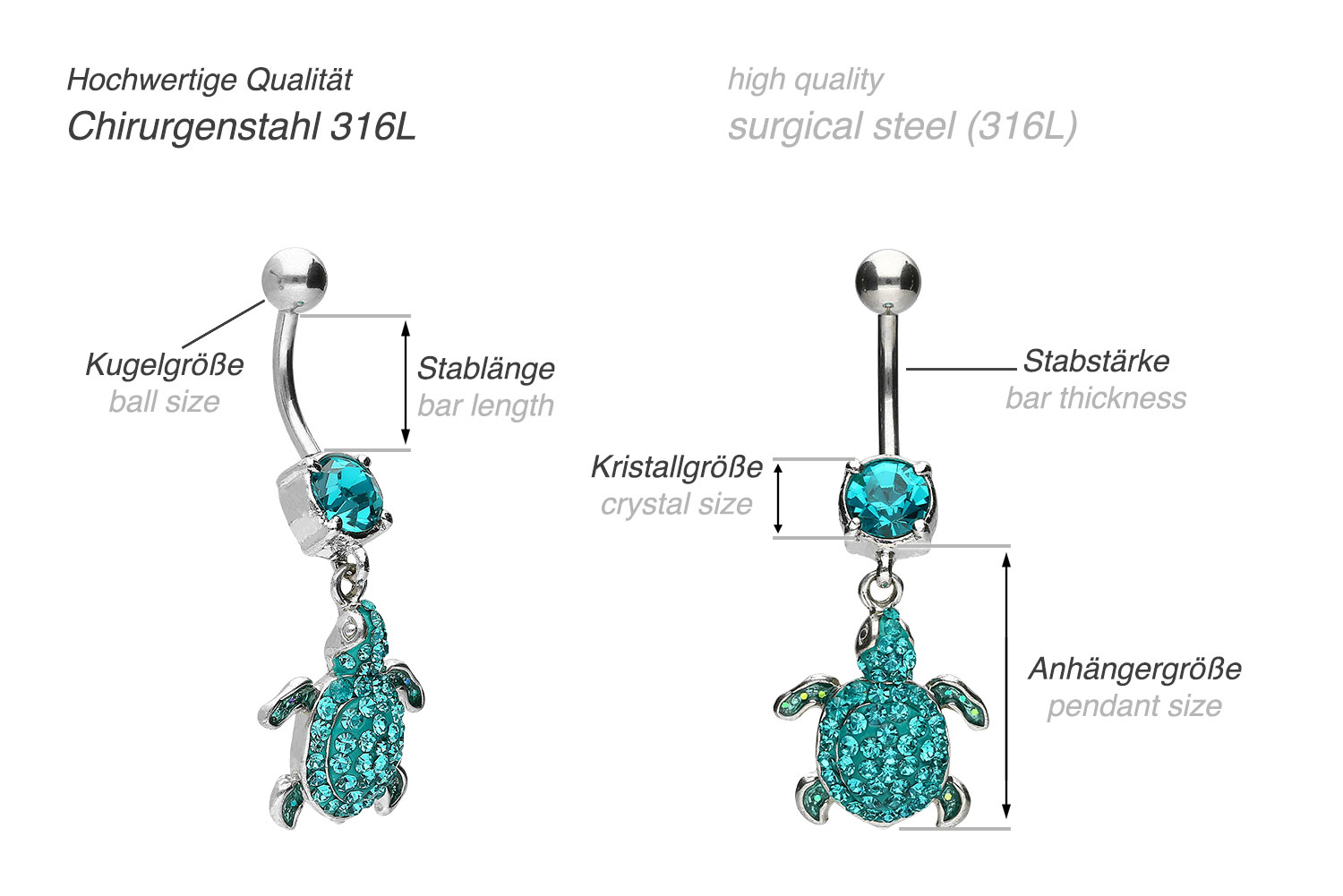 Surgical steel bananabell with brass design TURTLE ++SALE++