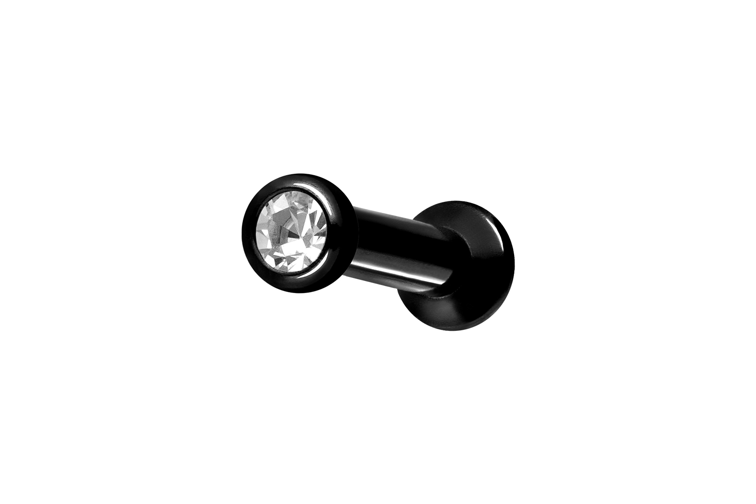 Titan Triple Piercing Mini Labret mit Innengewinde FLAT-DISC + KRISTALL
