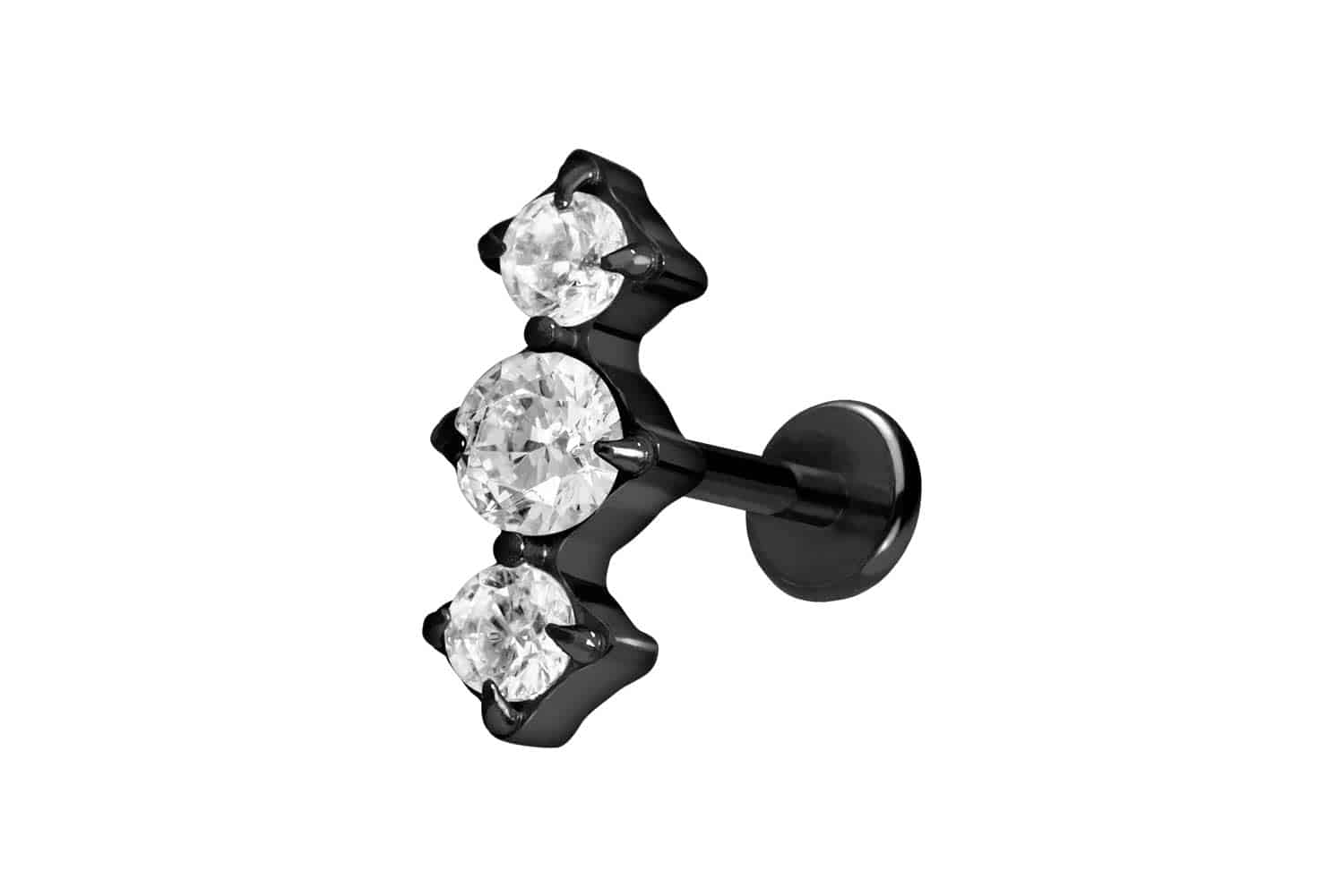 PIERCINGLINE Piercing Stecker Titan Labret mit Push Fit 3 EINGEFASSTE KRISTALLE - Bild 33 von 52