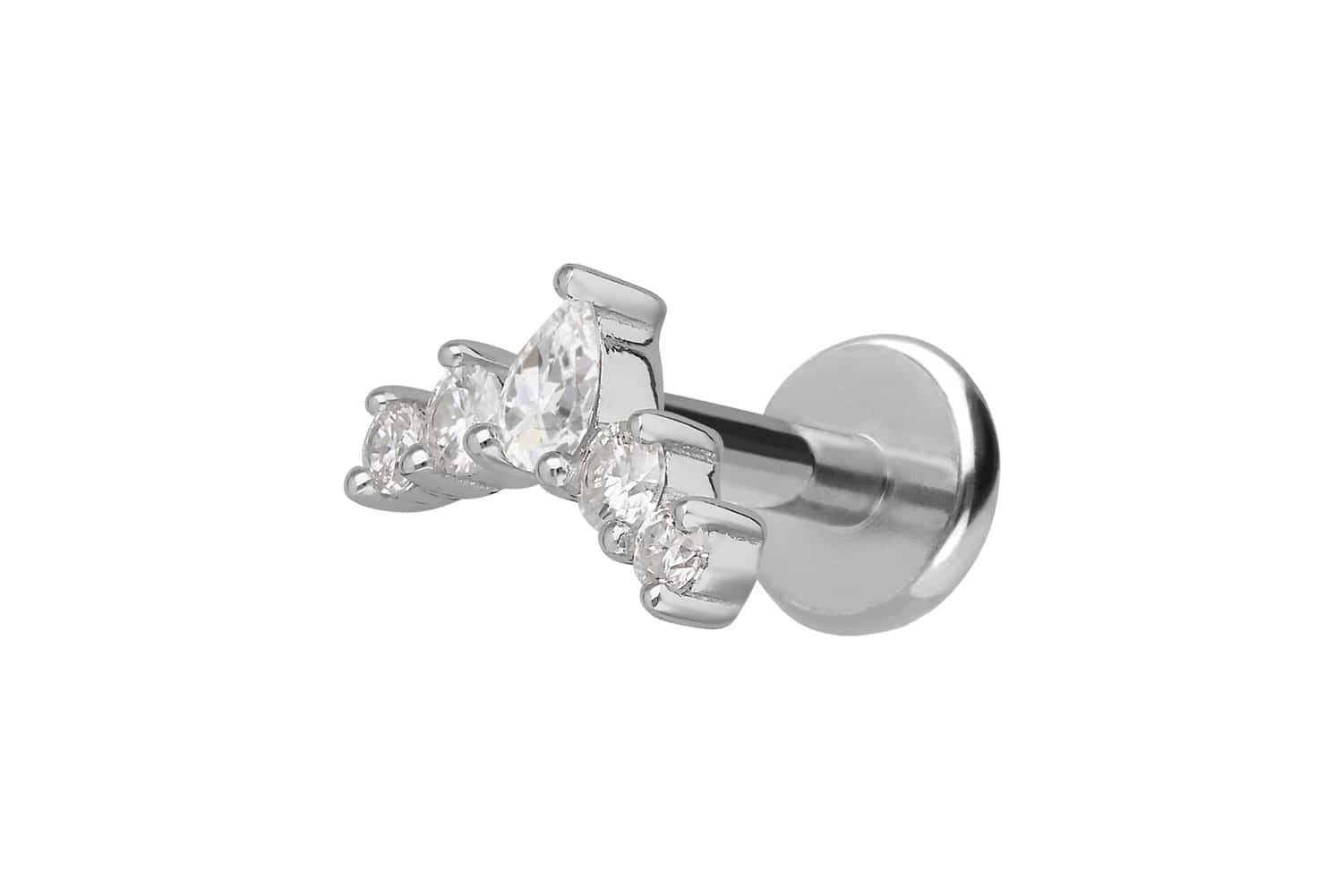 Titanium labret with internal thread + 925 silver attachment MOISSANITE ARCH