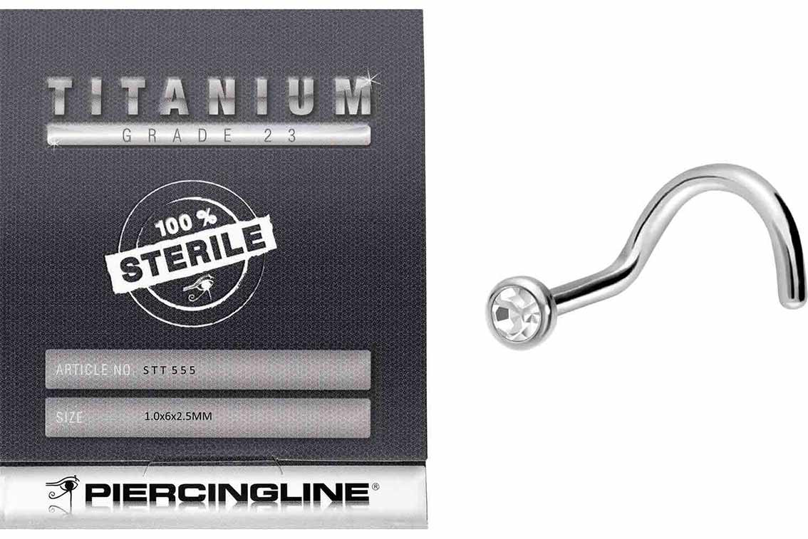 Sterilisierter Titan Nasenstecker FLACHE KRISTALLDISC