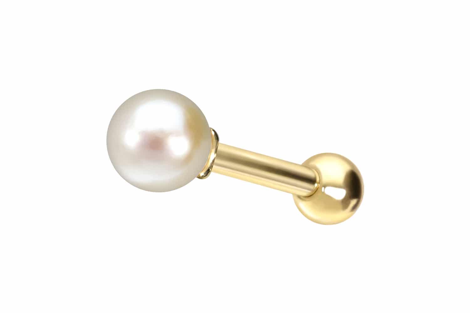 14/18 Karat Gold Ohrpiercing ECHTE FRISCHWASSERPERLE