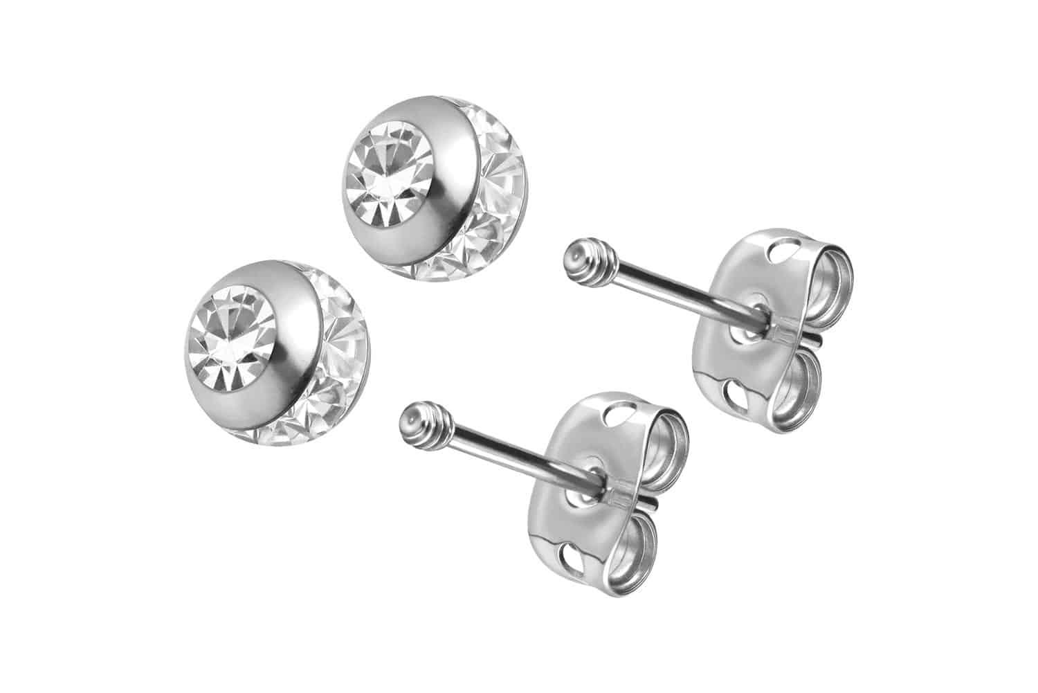 Titanium ear studs EPOXY RING BALL + CRYSTAL