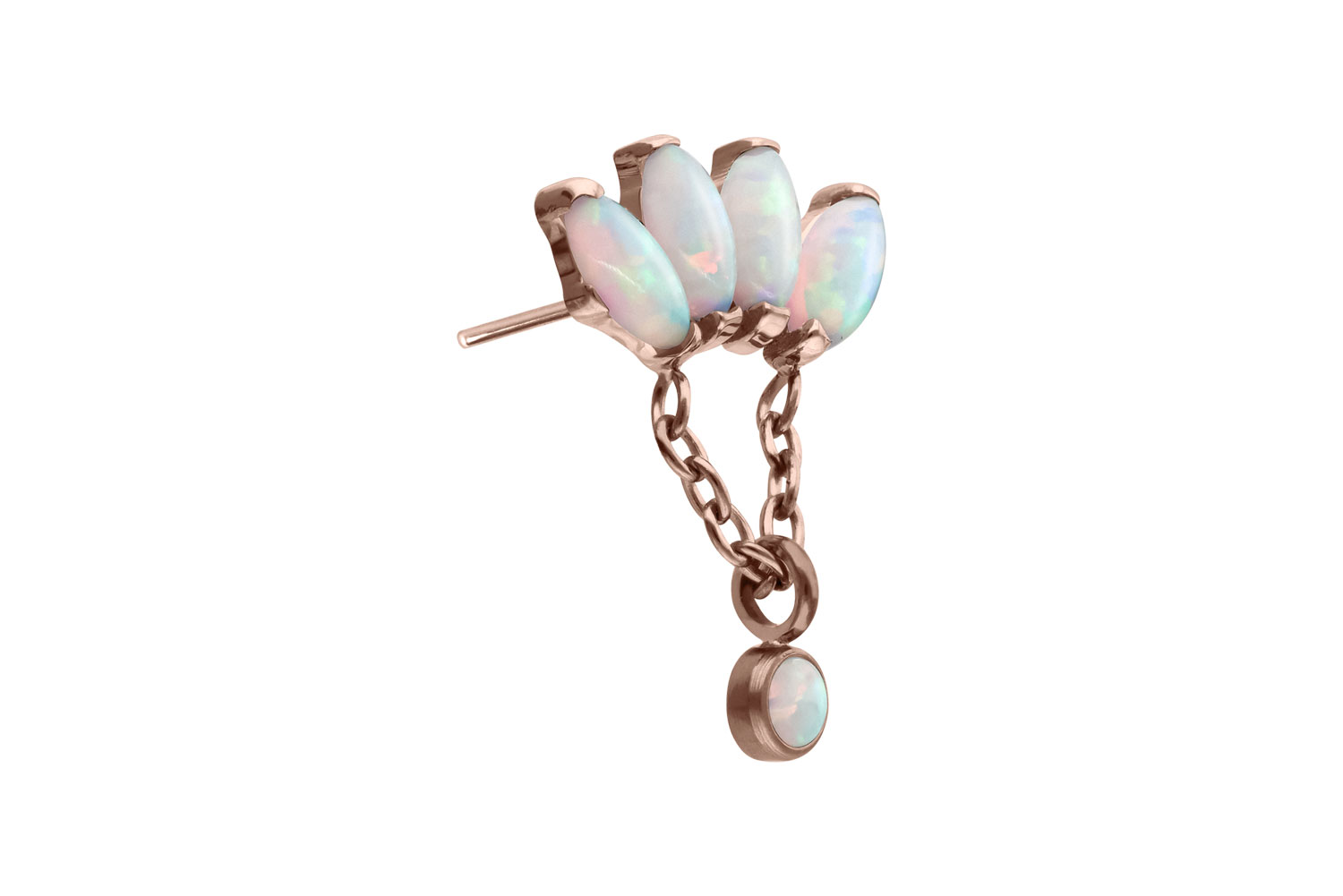 Titanium attachment with push pin LOTUS BLOSSOM + SYNTHETIC OPALS