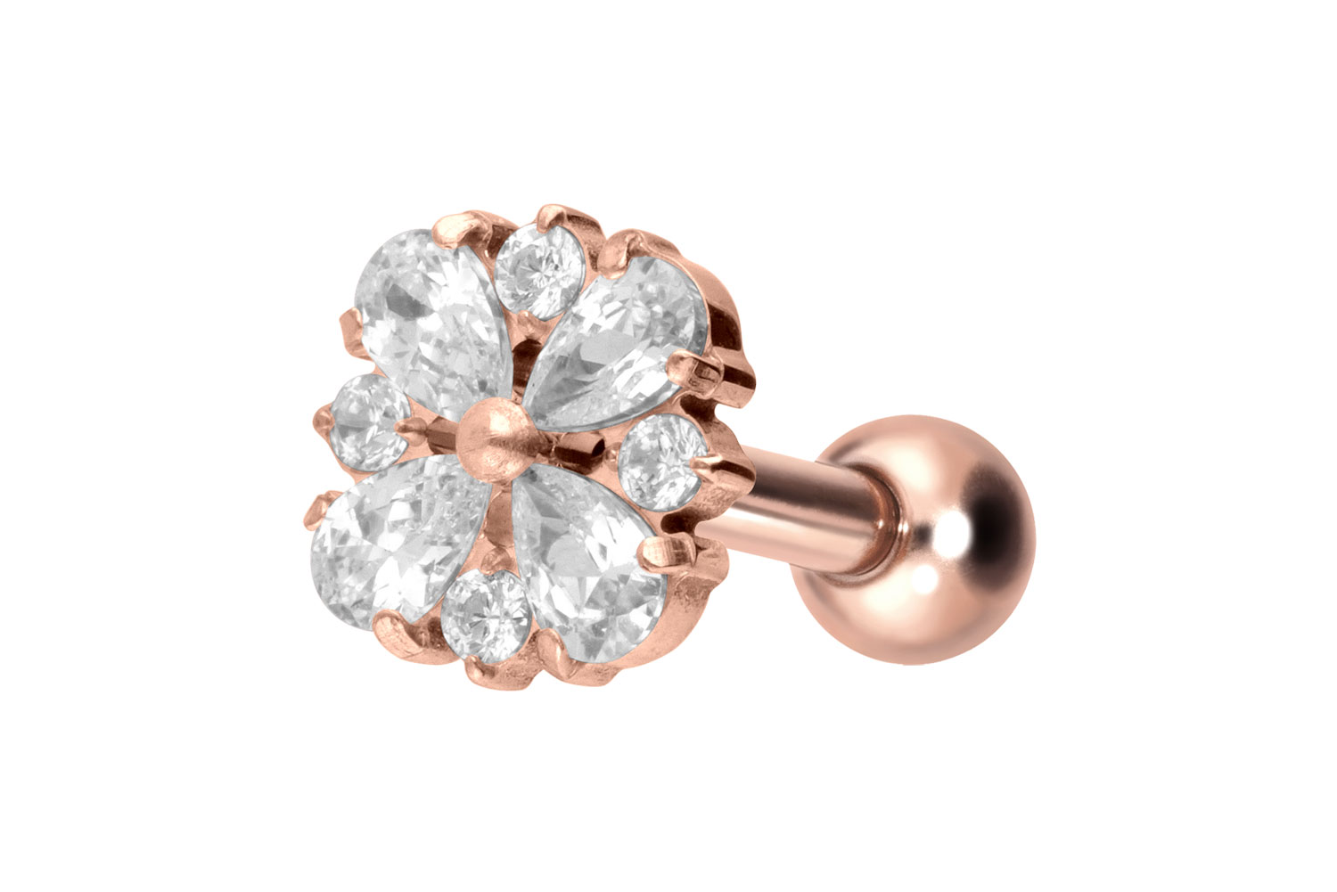 Titanium ear piercing with internal thread CRYSTAL ORNAMENT
