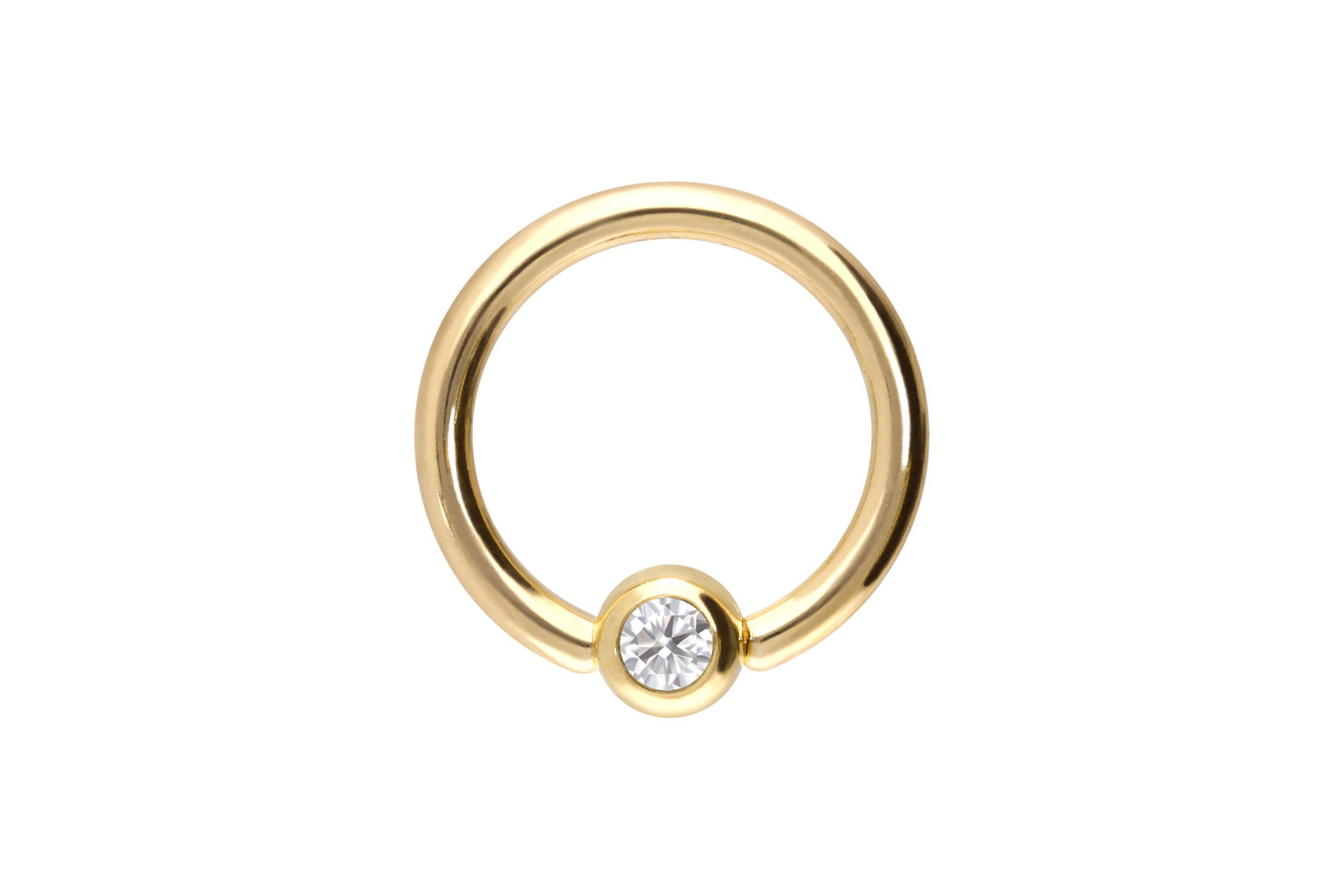 14/18 carat gold ball closure ring MOISSANITE