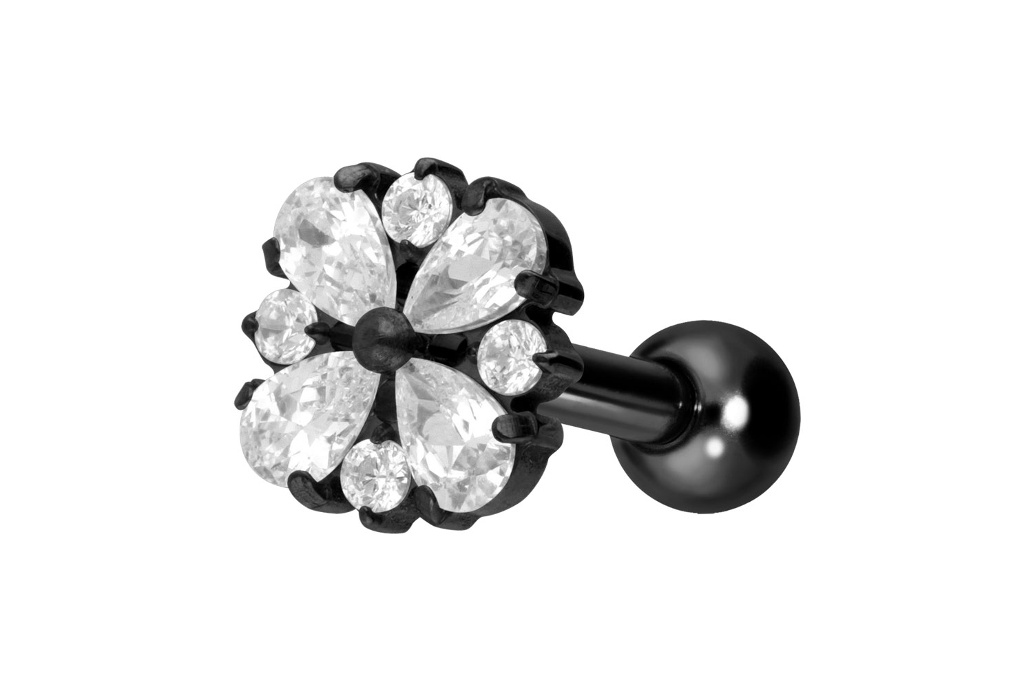 Titanium ear piercing with internal thread CRYSTAL ORNAMENT
