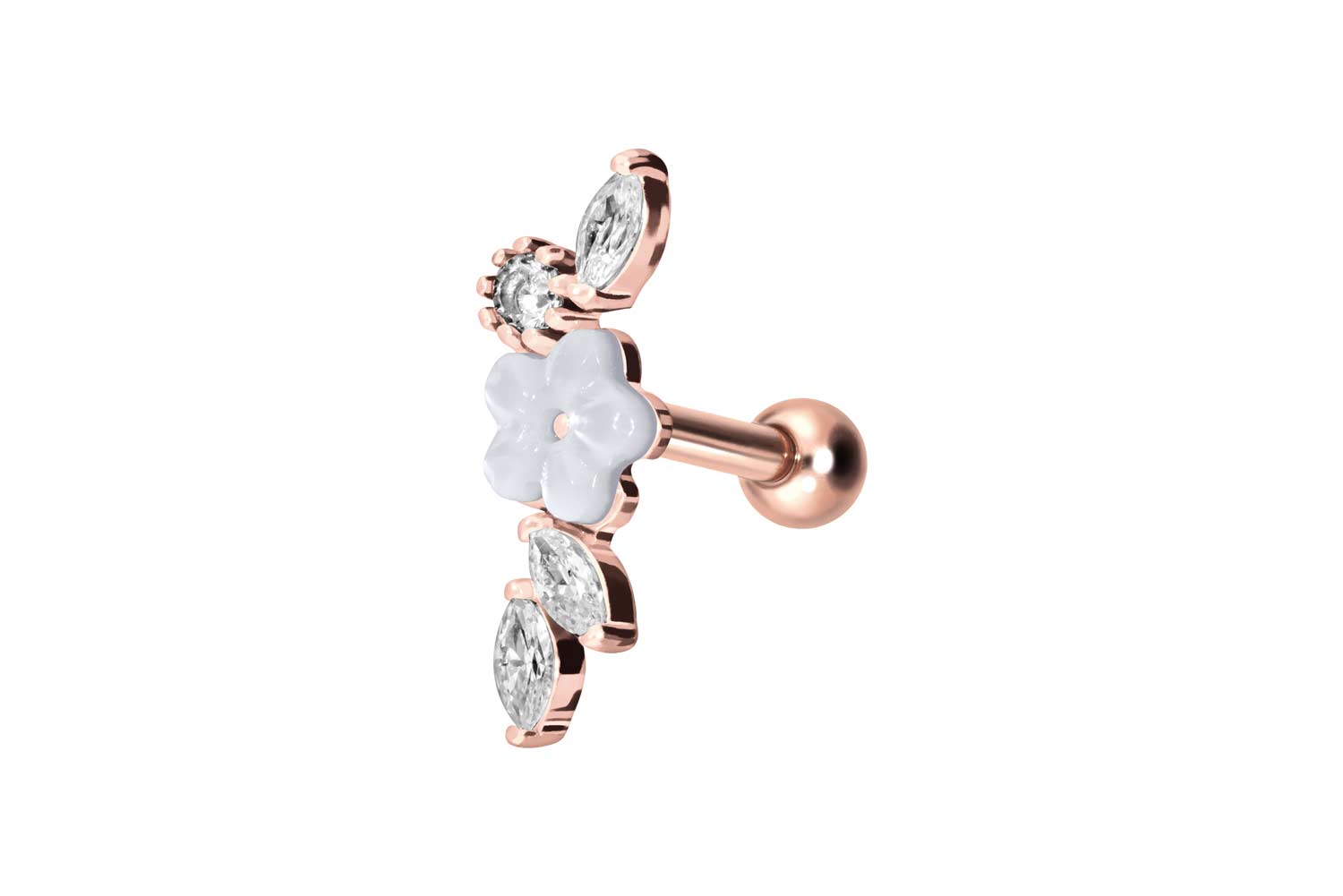 Chirurgenstahl Ohrpiercing BLUME + KRISTALLBLÄTTER
