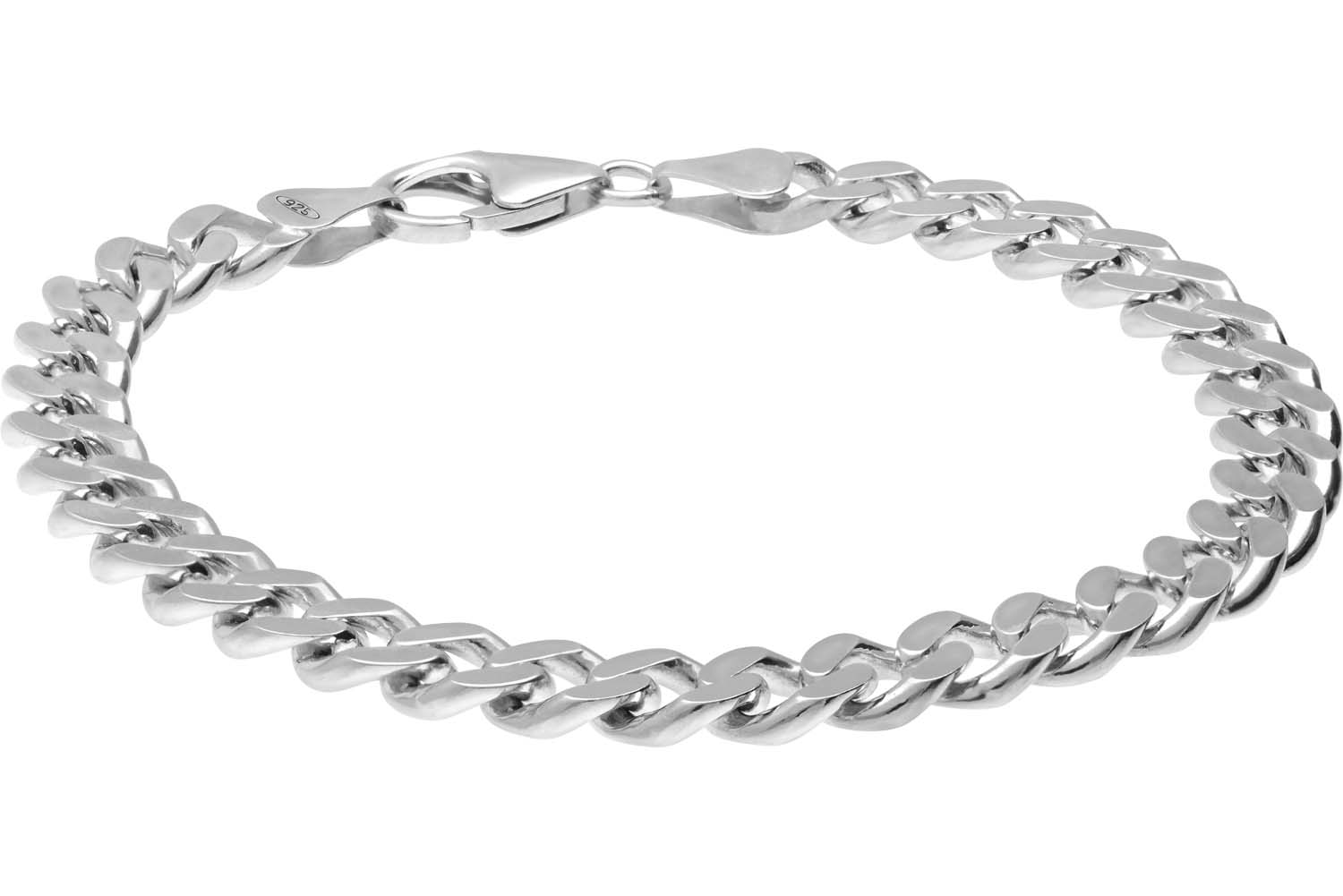 925 Silver curb bracelet rhodium-plated