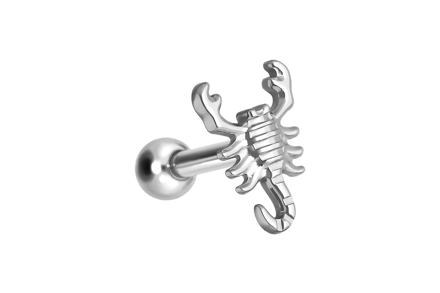 Titanium ear piercing with internal thread SCORPION