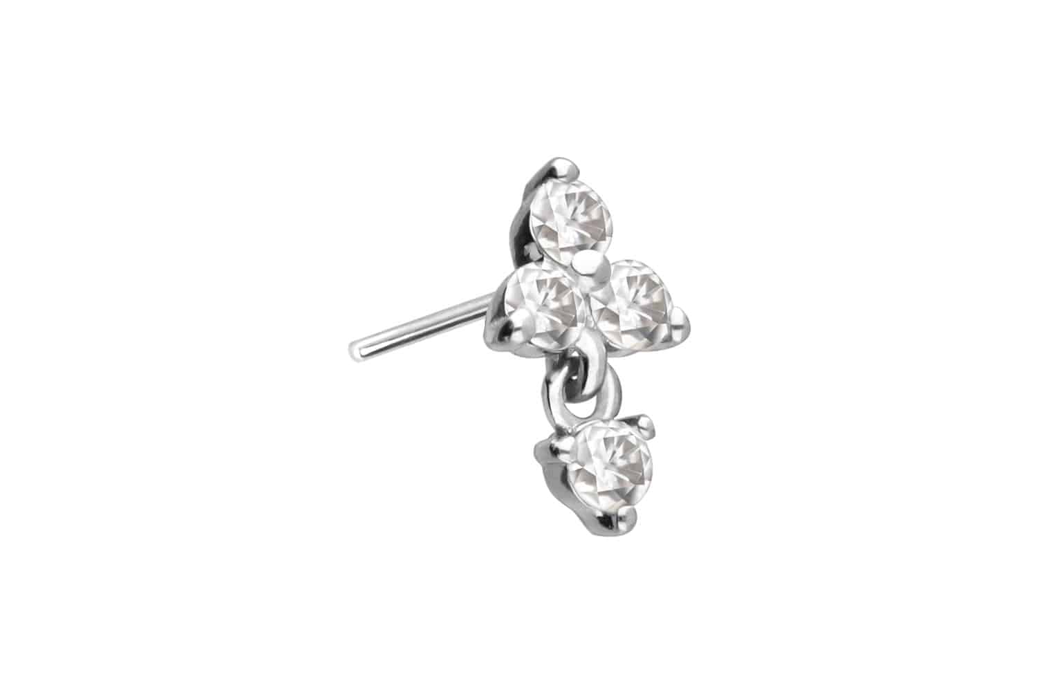 14 Karat Gold Aufsatz mit Titan Push Pin MOISSANIT-BLUME + MOISSANIT