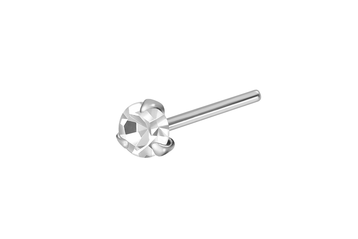 925 Silver nose stud ROUND CRYSTAL - bendable