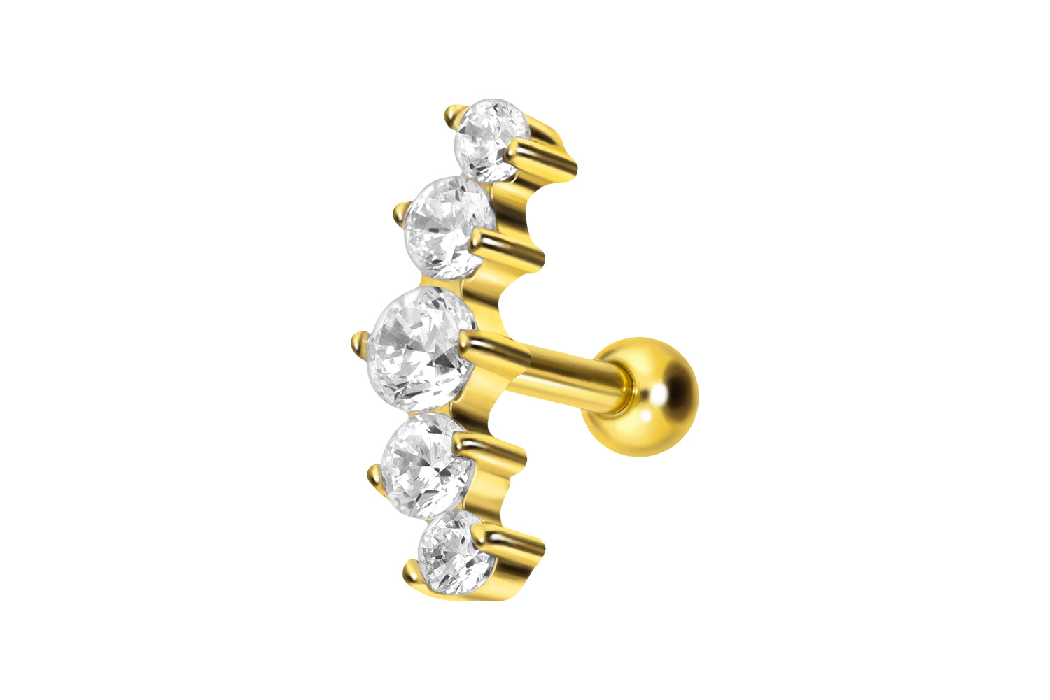 Titan Ohrpiercing mit Innengewinde 5 EINGEFASSTE KRISTALLE